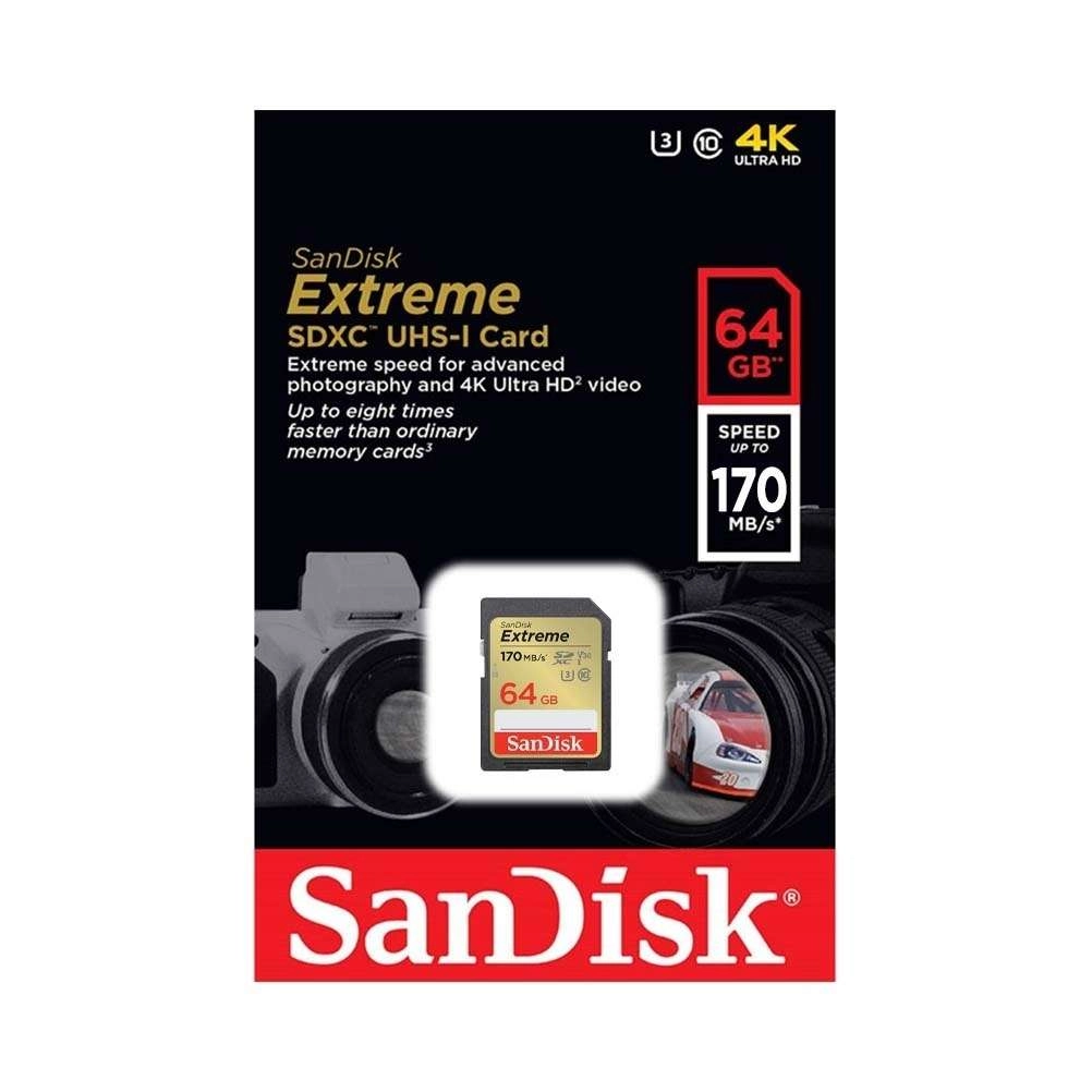 Thẻ nhớ SDXC SanDisk Extreme U3 V30 64GB 170MB/s SDSDXV2-064G-GNCIN	 Thẻ nhớ SDXC SanDisk Extreme U3 V30 64GB 170MB/s SDSDXV2-064G-GNCIN